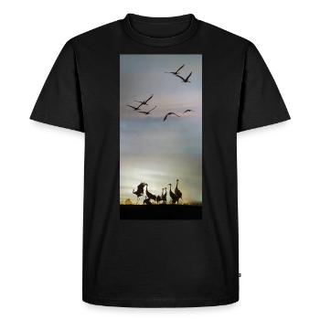 The Evening Balz of cranes - Men's Premium Organic T-Shirt - black - Front - Nico (187cm)