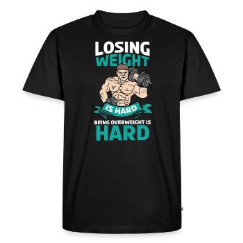 Bodybuilding Weight Training Fitness Muscle Building - Men's Premium Organic T-Shirt - black - Front - Nico (187cm)