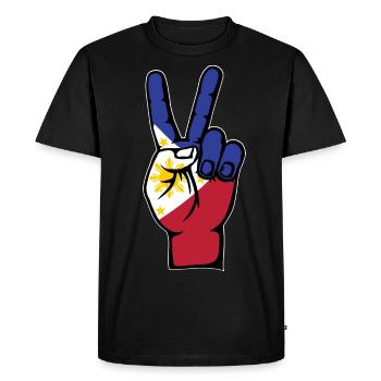 Philippines Flag Peace Victory Symbol - Men's Premium Organic T-Shirt - black - Front - Nico (187cm)
