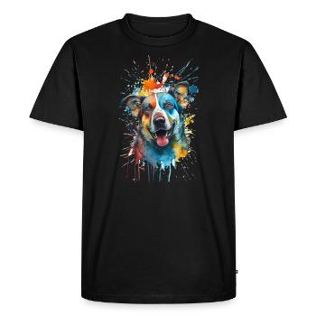 Motif Spash pour tous les amoureux des chiens - T-shirt Premium bio Homme - noir - Devant - Nico (187cm)