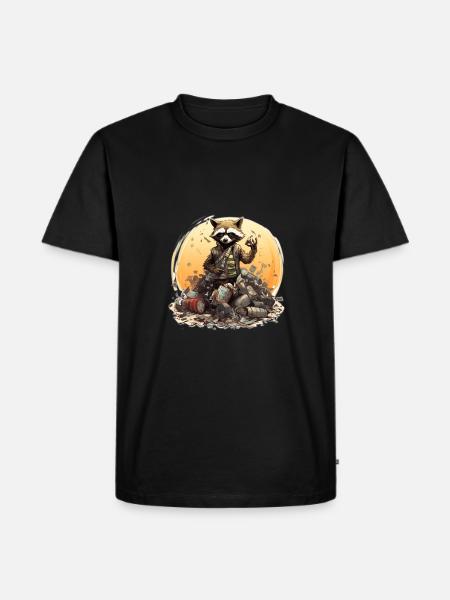 Raccoon in a fighting stance - Männer Premium Bio T-Shirt - Schwarz