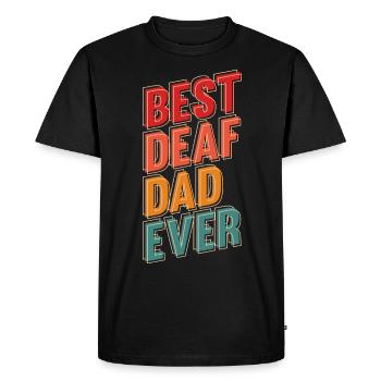Deaf Dad Deaf Sign Language Deaf Pride - Men's Premium Organic T-Shirt - black - Front - Nico (187cm)