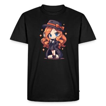 Mignon Chibi Détective Fille Mignon Dessin Animé - T-shirt Premium bio Homme - noir - Devant - Nico (187cm)