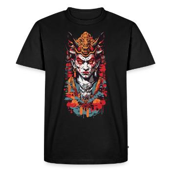 Oni Demon Anime Style Retro Aesthetic Design - Men's Premium Organic T-Shirt - black - Front - Nico (187cm)