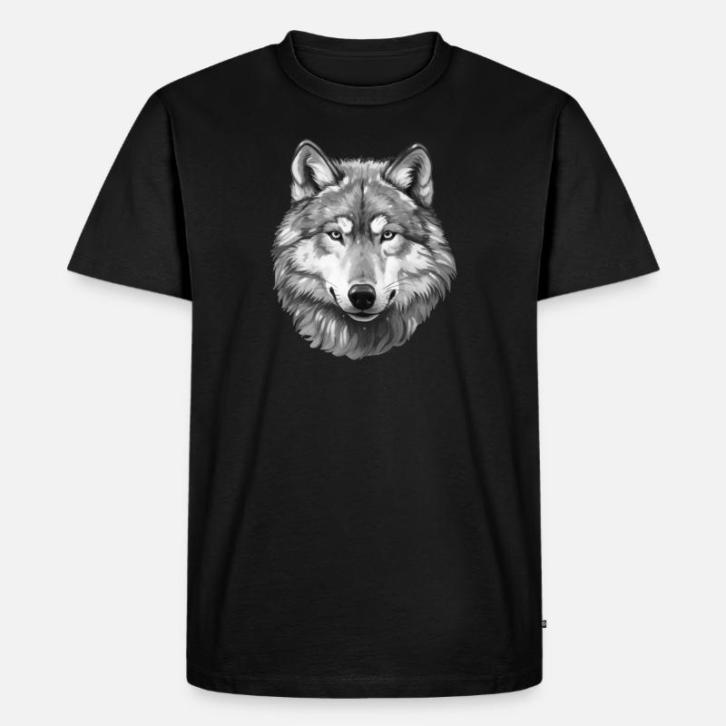 Wolf - Männer Premium Bio T-Shirt - Schwarz