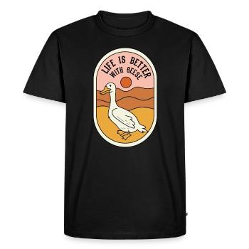 Life With Geese Wildlife Nature Cute Goose - Men's Premium Organic T-Shirt - black - Front - Nico (187cm)