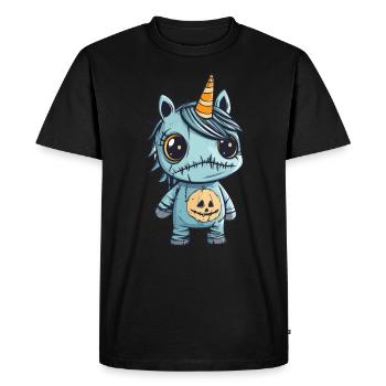 Licorne Halloween Drôle Zombie - T-shirt Premium bio Homme - noir - Devant - Nico (187cm)