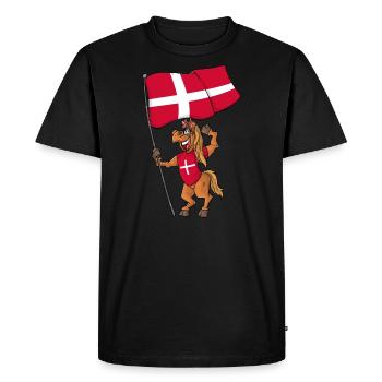 Denmark Fan Horse - Men's Premium Organic T-Shirt - black - Front - Nico (187cm)