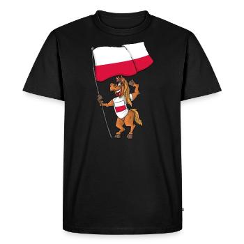 Poland Fan Horse - Men's Premium Organic T-Shirt - black - Front - Nico (187cm)