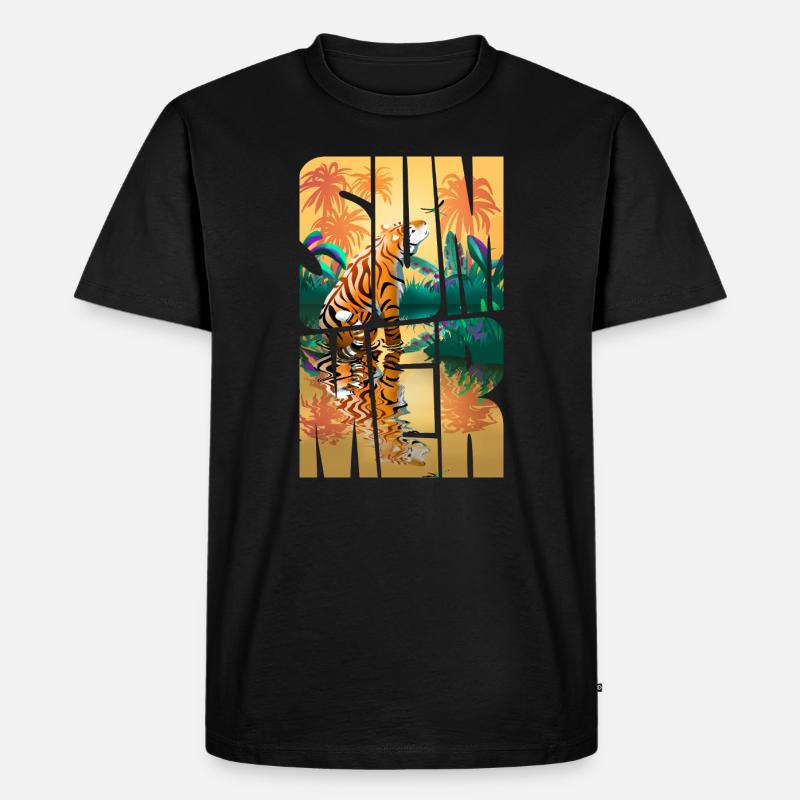 Sommer mit Palmen - Männer Premium Bio T-Shirt - Schwarz