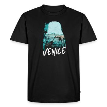 Venise et ses Gondoles: Illustration Élégante - T-shirt Premium bio Homme - noir - Devant - Nico (187cm)