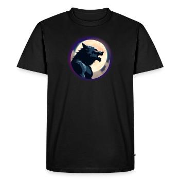 Le loup-garou aime la lune - T-shirt Premium bio Homme - noir - Devant - Nico (187cm)