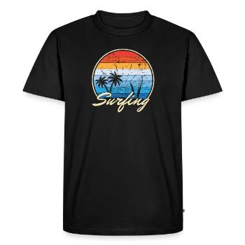 Surf Vacances Plage Mer Planche de surf Cadeau mer - T-shirt Premium bio Homme - noir - Devant - Nico (187cm)