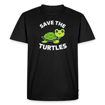 Cute sea turtle Save the turtles - Men's Premium Organic T-Shirt - black - Front - Nico (187cm)