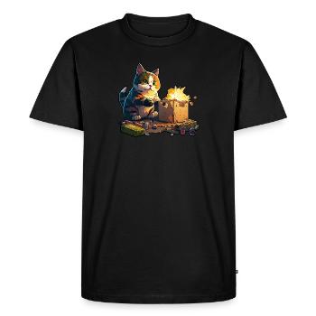Chat pyromane - T-shirt Premium bio Homme - noir - Devant - Nico (187cm)