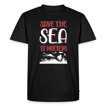 Sauver l’océan Dicton - T-shirt Premium bio Homme - noir - Devant - Nico (187cm)
