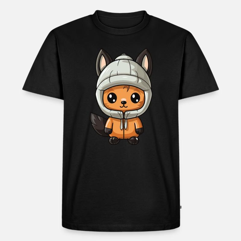 Eichhörnchen Winter Comic - Männer Premium Bio T-Shirt - Schwarz