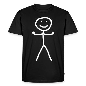 Stickman avec doigt coquin - T-shirt Premium bio Homme - noir - Devant - Nico (187cm)