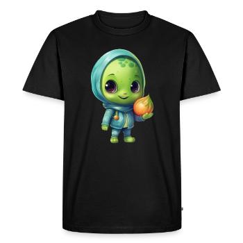Blue-Pink Alien Skateboarder: Figures cosmiques - T-shirt Premium bio Homme - noir - Devant - Nico (187cm)