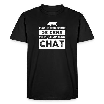 J'aime mon chat pas les gens - T-shirt Premium bio Homme - noir - Devant - Nico (187cm)