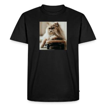 Le chat persan Negan: patineur - T-shirt Premium bio Homme - noir - Devant - Nico (187cm)