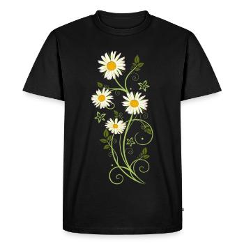 Filigree tendril with marguerites - Men's Premium Organic T-Shirt - black - Front - Nico (187cm)