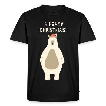 Ours de Noël Beary avec le Père Noël - T-shirt Premium bio Homme - noir - Devant - Nico (187cm)