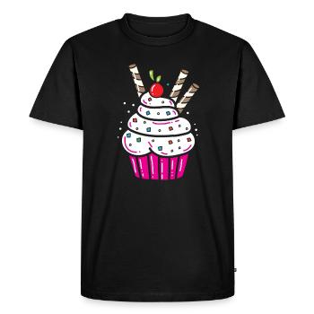 Cupcake glaçage blanc pâtisserie cuisson dent sucrée - T-shirt Premium bio Homme - noir - Devant - Nico (187cm)
