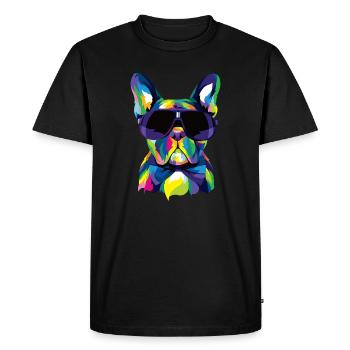 Pop Art Français Bulldog Mignon Cadeau Fourrure Maman Chien Papa - T-shirt Premium bio Homme - noir - Devant - Nico (187cm)