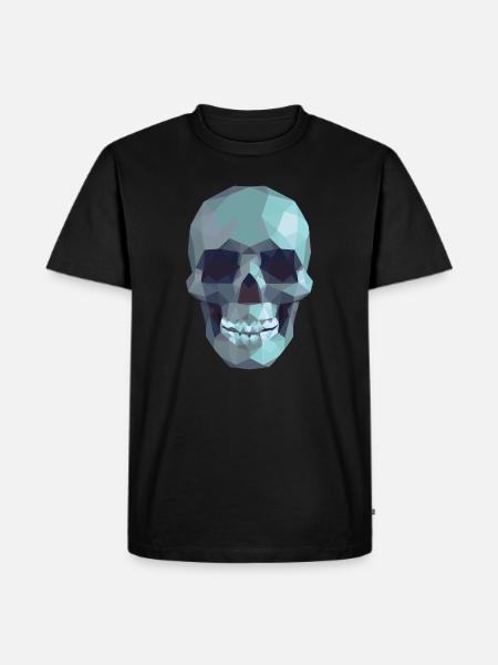 Low Poly Blue Skull – Geometrisch-Gotik-Stil - Männer Premium Bio T-Shirt - Schwarz