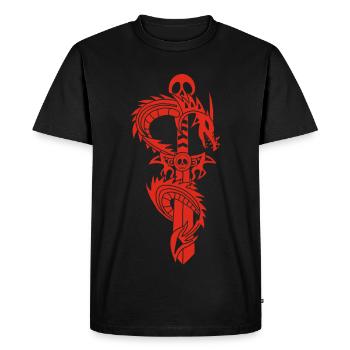 The Red Dragon and the Sword - Men's Premium Organic T-Shirt - black - Front - Nico (187cm)