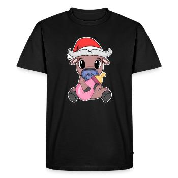 Bœuf bébé Noël - T-shirt Premium bio Homme - noir - Devant - Nico (187cm)