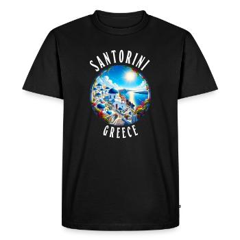 Vacances à Santorin en Grèce sur l'île grecque - T-shirt Premium bio Homme - noir - Devant - Nico (187cm)
