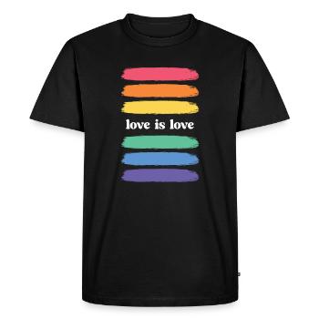 LGBT Pride Month - Love is Love - Men's Premium Organic T-Shirt - black - Front - Nico (187cm)
