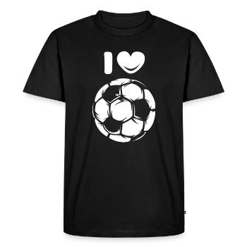 J’aime le ballon de football Icône du logo du symbole du cœur - T-shirt Premium bio Homme - noir - Devant - Nico (187cm)
