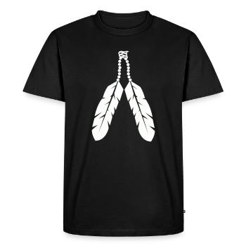 Indigenous feather pendant design - Men's Premium Organic T-Shirt - black - Front - Nico (187cm)