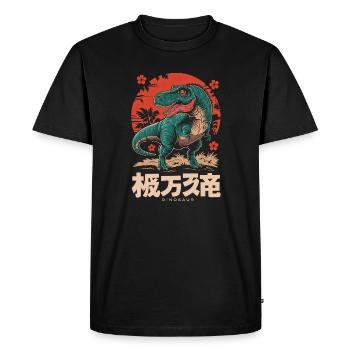 Dinosaure Japonais Rétro - T-shirt Premium bio Homme - noir - Devant - Nico (187cm)