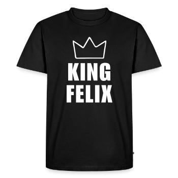 Prénom Félix avec lettre F - Chemise Couronne Roi - T-shirt Premium bio Homme - noir - Devant - Nico (187cm)