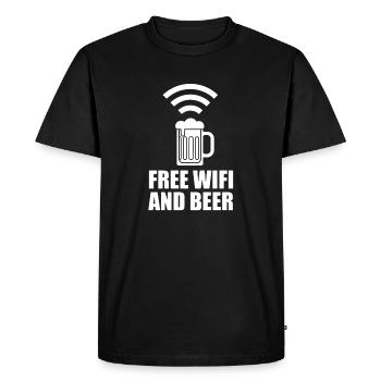 Wi-Fi gratuit et logo de la bière - T-shirt Premium bio Homme - noir - Devant - Nico (187cm)