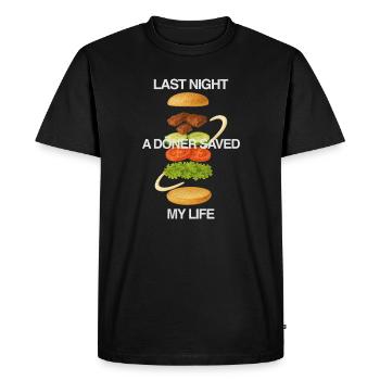 Hier soir, Döner m’a sauvé la vie - T-shirt Premium bio Homme - noir - Devant - Nico (187cm)