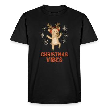 Reindeer Glitter Winter Vibrations - Men's Premium Organic T-Shirt - black - Front - Nico (187cm)