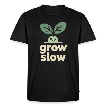 Grow Slow – Plant Sprout - Men's Premium Organic T-Shirt - black - Front - Nico (187cm)
