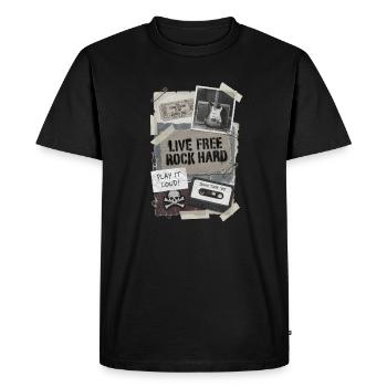 Live Free Rock Hard - Vintage Rock Music - Men's Premium Organic T-Shirt - black - Front - Nico (187cm)