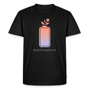 Ma croissance nécessite du repos – Conception de l’auto-soin - T-shirt Premium bio Homme - noir - Devant - Nico (187cm)