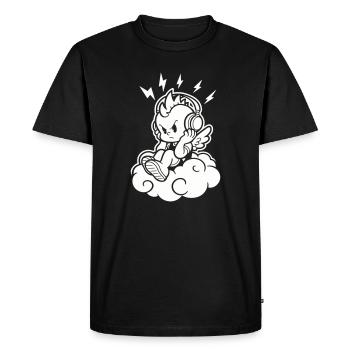 Punk Angel – Chérubin avec casque - T-shirt Premium bio Homme - noir - Devant - Nico (187cm)