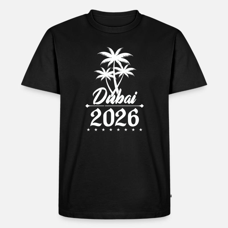 Dubai 2026 Palmen Emblem - Männer Premium Bio T-Shirt - Schwarz