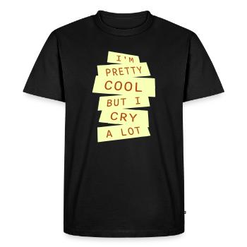 Je suis plutôt cool mais je pleure beaucoup, drôle, émotionnel - T-shirt Premium bio Homme - noir - Devant - Nico (187cm)