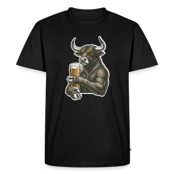 Cool bull avec de la bière - T-shirt Premium bio Homme - noir - Devant - Nico (187cm)