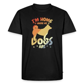 Je suis chez moi où sont mes chiens - T-shirt Premium bio Homme - noir - Devant - Nico (187cm)