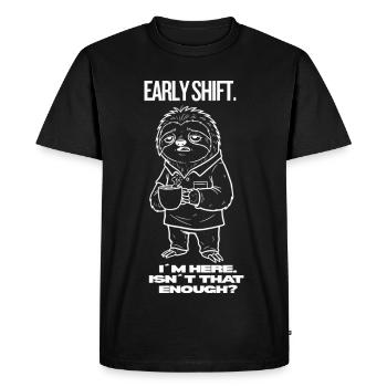 Chemise paresseuse du service matinal – Je suis là. Ce n’est pas suffisant ? - T-shirt Premium bio Homme - noir - Devant - Nico (187cm)